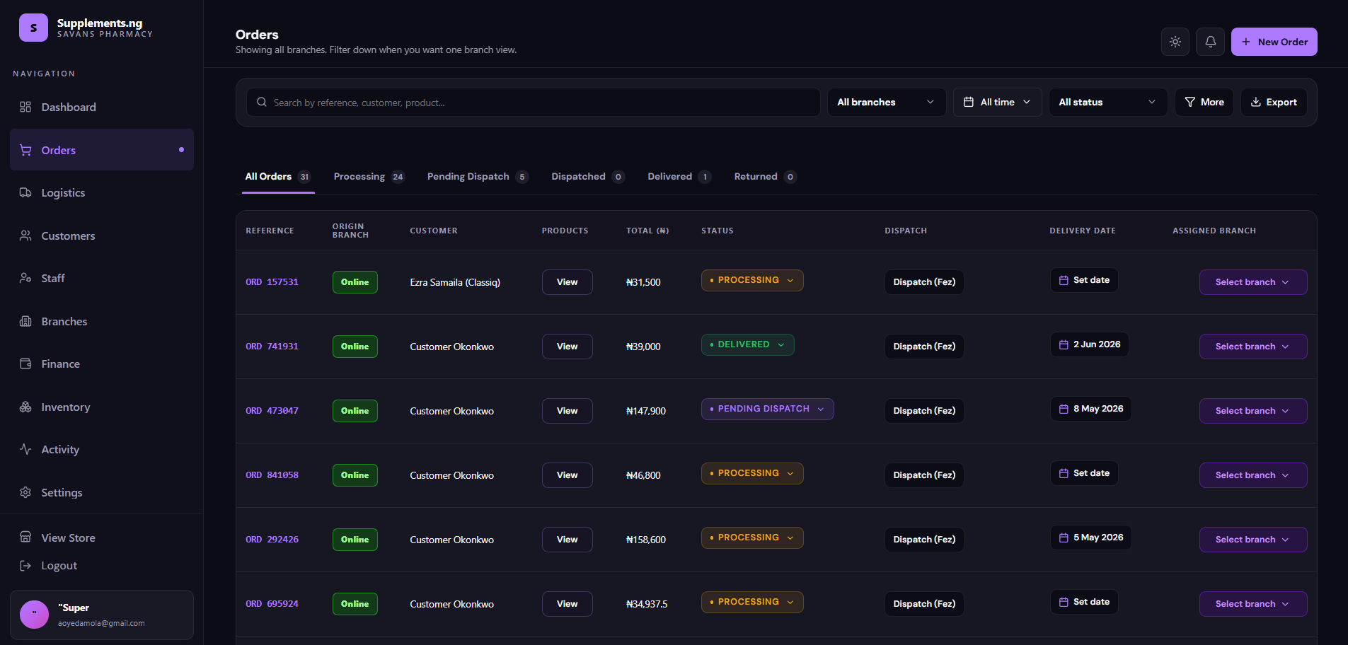 Savans Pharmacy project screenshot 2